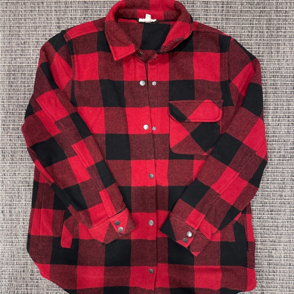 Como Vintage Red and Black Plaid Women's Shacket